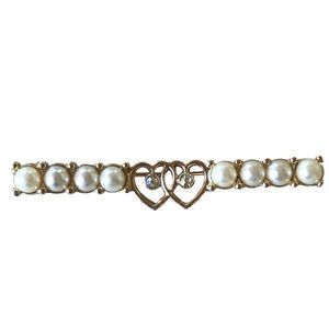 Sarah Coventry Women's Brooch Pin 2 Hearts 60s Jewelry "Waltz Time" Gold Tone